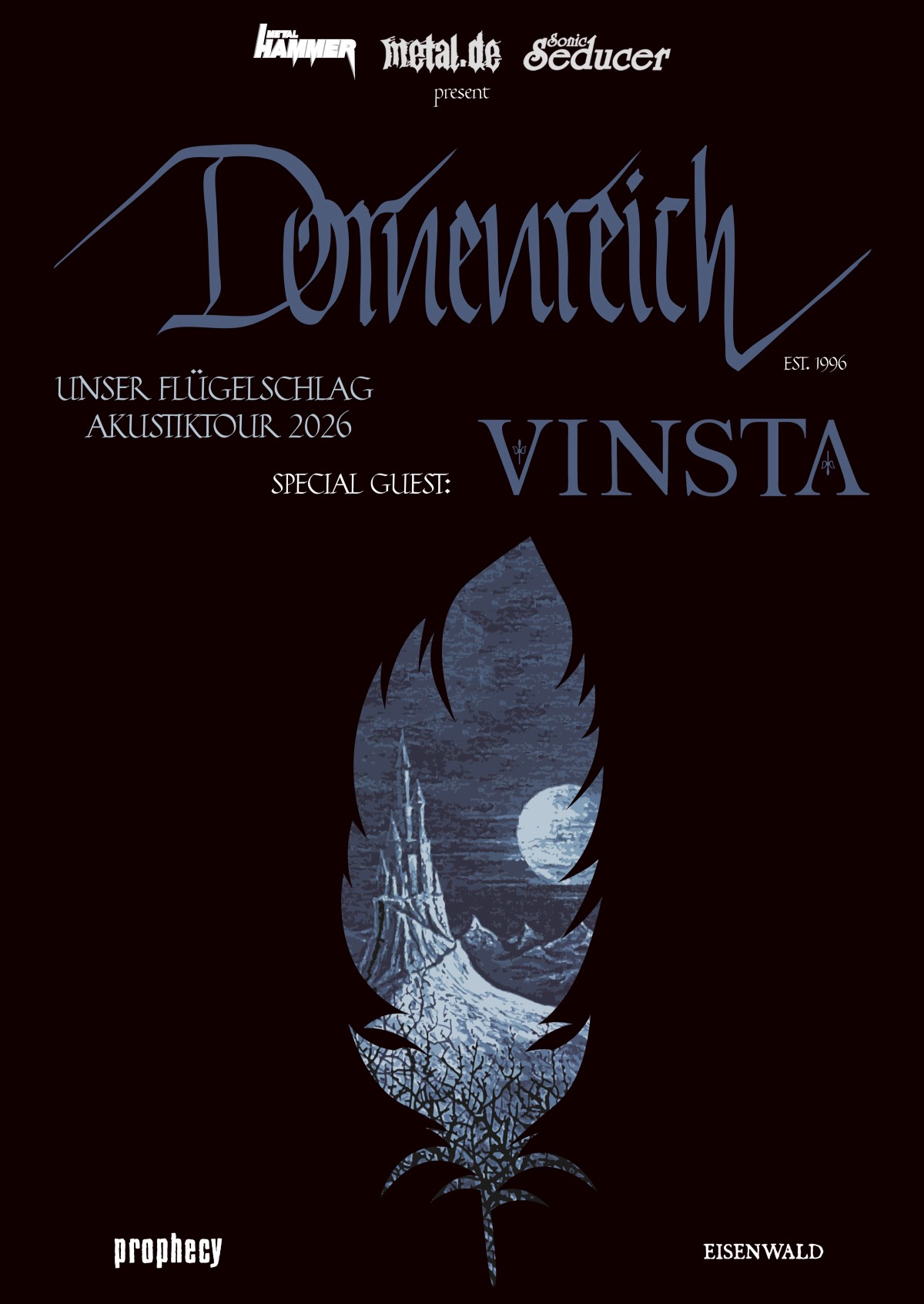 Tourplakat: Dornenreich — Unser Flügelschlag Akustiktour 2026, Special Guest Vinsta